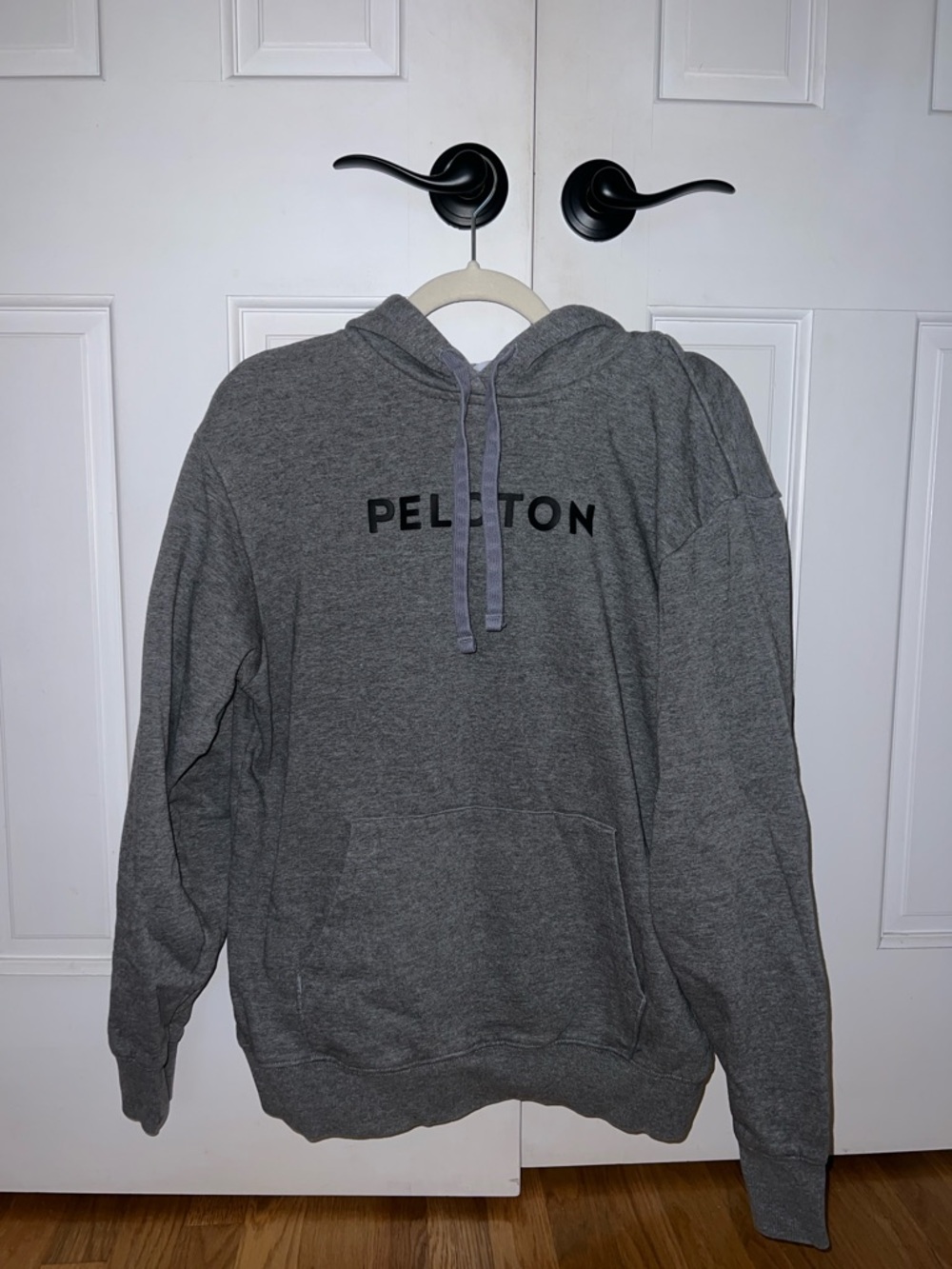 Peloton Charcoal Gray Pullover Hoodie with Black Logo